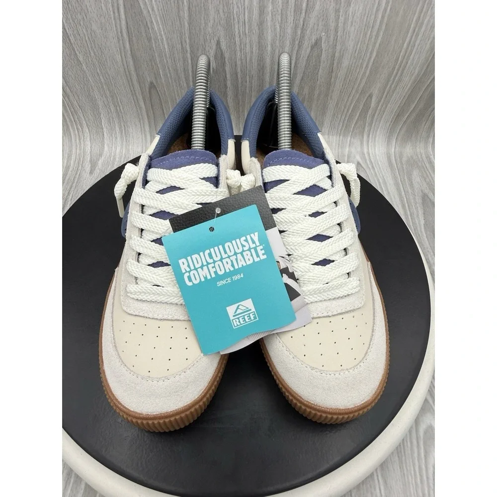 Reef Lay Day Seas Womens Size 7.5 Navy Vintage White Casual Sneakers Shoes NEW